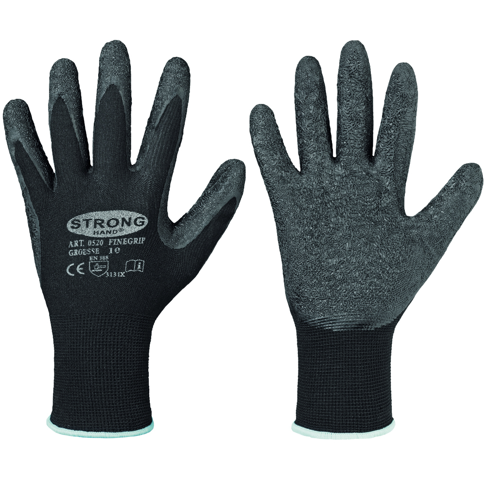 Latex Feinstrickhandschuh Fingergrip Schwarz